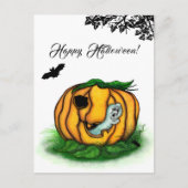 Carte Postale Le fantôme d'Halloween, chauve-souris, fantôme et (Devant)