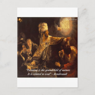 Carte Postale Le Festin de Balthazar & Citation de Rembrandt