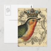 Carte Postale Le Fleur Oiseau Couronné (Devant / Derrière)