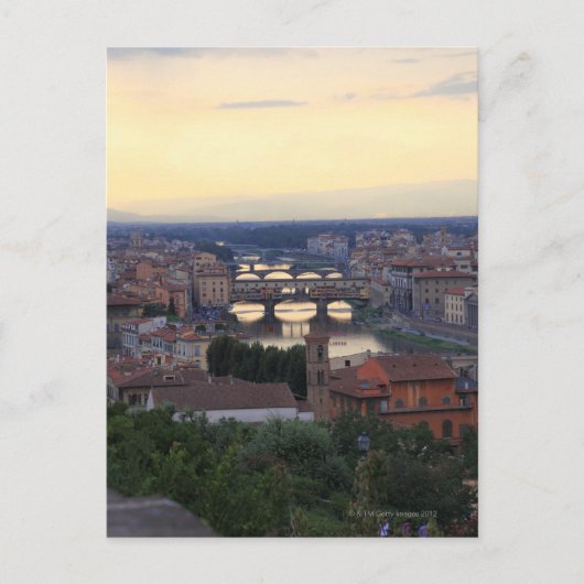 Carte Postale Le fleuve Arno et le Ponte Vecchio à Florence, (Devant)