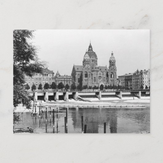 Carte Postale Le fleuve Isar à Munich, vers 1910 (Devant)