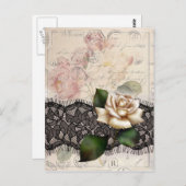 Carte Postale le Français scripts le rose blanc de victorian (Devant / Derrière)