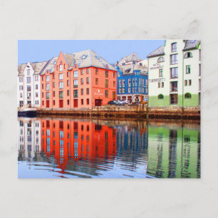 Carte Postale Le front de mer d'Alesund, Norvège
