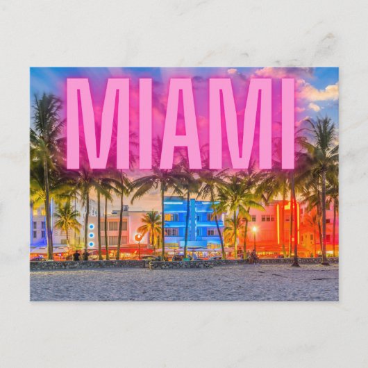 Carte Postale Le front de mer pittoresque de Neon Miami (Devant)