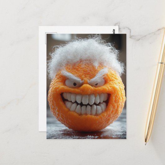 Carte Postale Le Fruit Orange Effrayant (Devant/Arrière en situation)