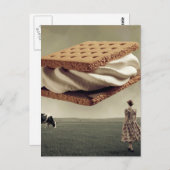 Carte Postale Le gâteau plein chocolat volant (Devant / Derrière)