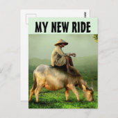 CARTE POSTALE LE GAZ EST SI CHER FUNNY MAN RIDING VW POSTCARD (Devant / Derrière)