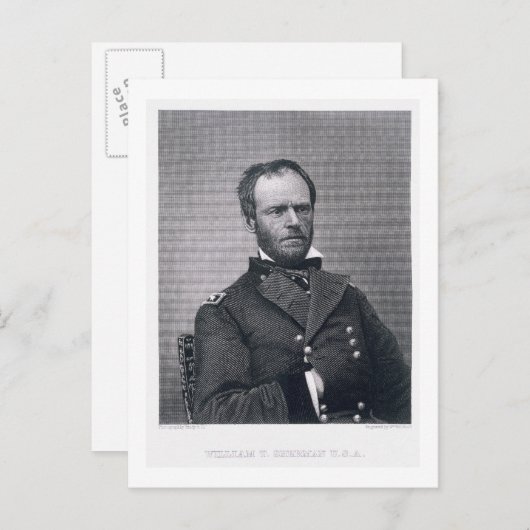 Carte Postale Le général William Tecumseh Sherman, gravé après u (Devant / Derrière)