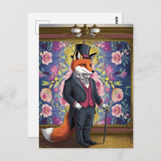 Carte Postale Le Gentleman Fox Funny (Devant / Derrière)