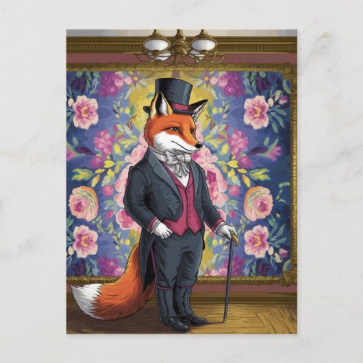 Carte Postale Le Gentleman Fox Funny (Devant)