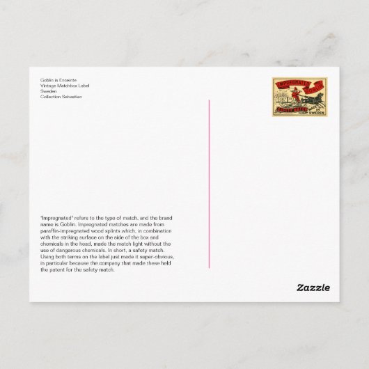 Carte Postale Le gobelin est enceinte (Dos)