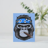 Carte Postale Le gorille du vélo fumer le cigare art animal (Debout devant)