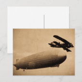 Carte Postale Le Graf Zeppelin approchant New York City 1928 (Devant / Derrière)