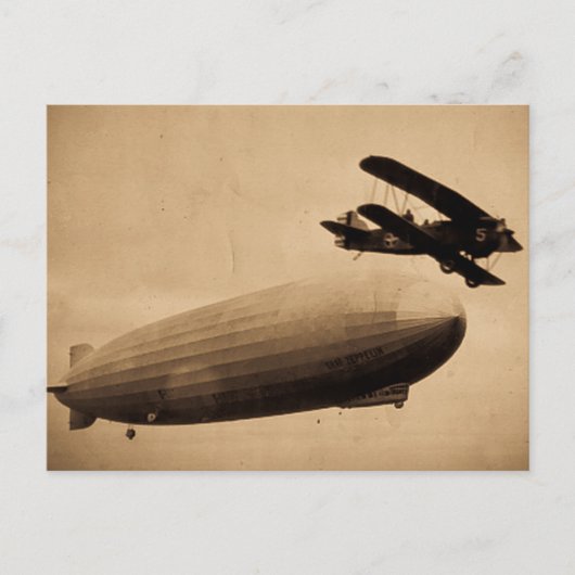 Carte Postale Le Graf Zeppelin approchant New York City 1928 (Devant)