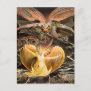 Carte Postale Le grand dragon rouge et la femme vêtue de soleil