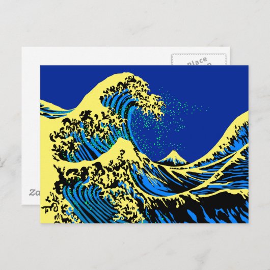 Carte Postale Le Grand Hokusai Wave de Blue Yellow (Devant / Derrière)
