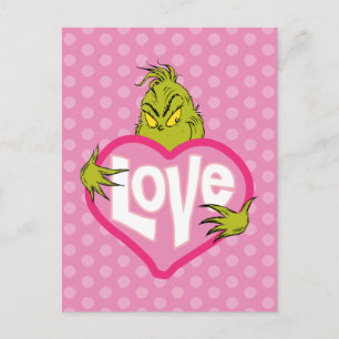 Carte Postale Le Grinch   Love Pink Heart