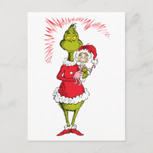 Carte Postale Le Grinch tient Cindy Lou Who