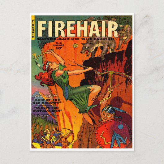 Carte Postale Le guerrier de la tête rouge, une servante qui com (Devant)