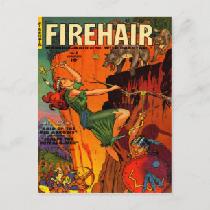 Carte Postale Le guerrier de la tête rouge, une servante qui com