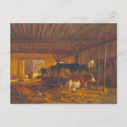 Carte Postale Le hangar à vache, 19e siècle (Devant)