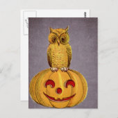 Carte Postale Le hibou et la Jack-o'-lantern (Devant / Derrière)