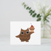Carte Postale Le hibou et le cupcake (Debout devant)