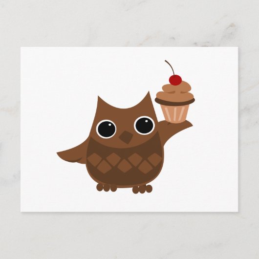 Carte Postale Le hibou et le cupcake (Devant)