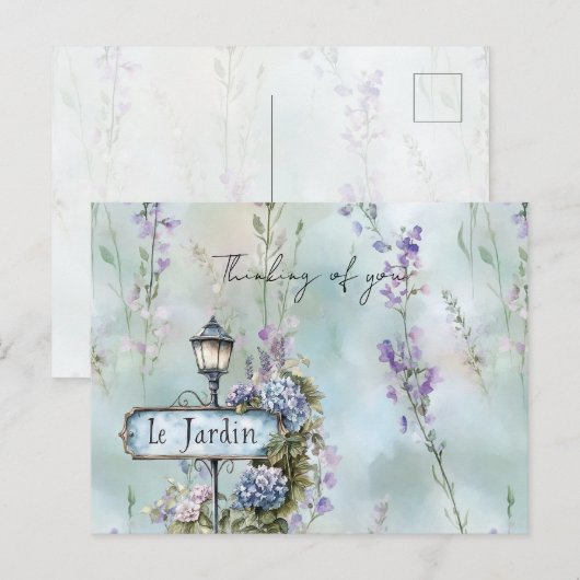 Carte Postale Le Jardin (jardin) Plutôt Fleurs violettes (Devant / Derrière)