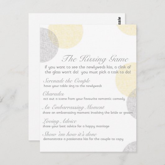 Carte Postale Le jeu de baiser Mariage (Devant / Derrière)