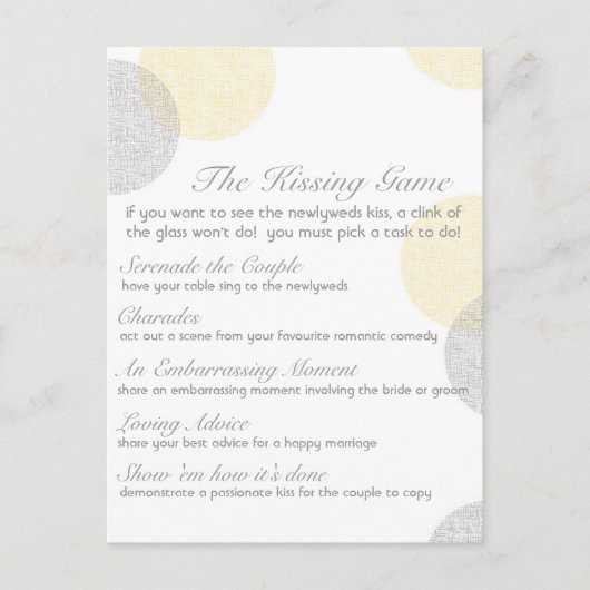 Carte Postale Le jeu de baiser Mariage (Devant)