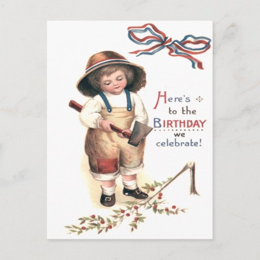 Carte Postale Le jeune George Washington abattre un cerisier (Devant)