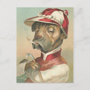 Carte Postale "Le Jockey Fumeur" Chien Vintage
