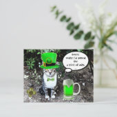 CARTE POSTALE LE JOUR DE SAINT PATRICK CAT WITH GREEN IRISH (Debout devant)