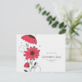 Carte Postale Le jour des femmes et dessiné des flowes roses (Debout devant)