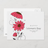 Carte Postale Le jour des femmes et dessiné des flowes roses (Devant / Derrière)