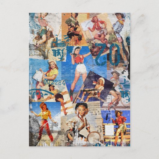 Carte Postale Le Kitsch Bitsch : Détruit Cowgirl Pin-Ups No 1 (Devant)