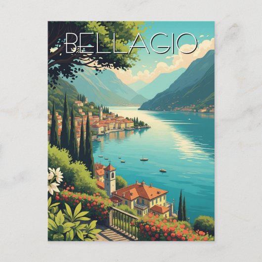 Carte Postale Le lac de Côme Bellagio Italie (Devant)