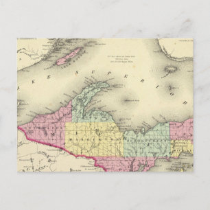 Carte Postale Le Lac Supérieur Et La Partie Nord Du Michigan