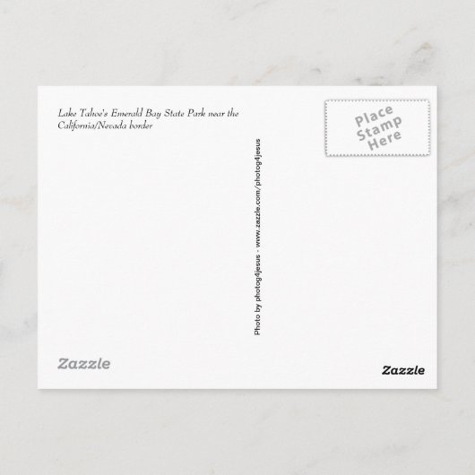 Carte Postale Le lac Tahoe (Dos)