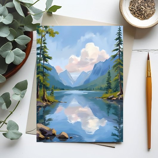 Carte Postale Le lac Tahoe | Paysage de peinture à l'huile