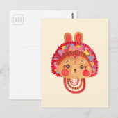 Carte Postale Le Lapin à Couronne de Fleurs (Devant / Derrière)