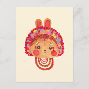 Carte Postale Le Lapin à Couronne de Fleurs