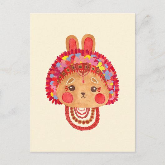 Carte Postale Le Lapin à Couronne de Fleurs (Devant)