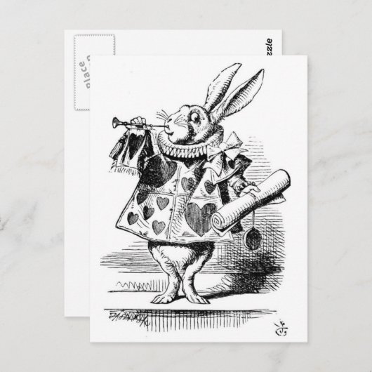 Carte Postale Le lapin blanc comme héraut (Devant / Derrière)