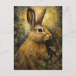 Carte Postale Le lapin et les fleurs Brown