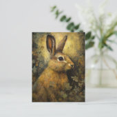 Carte Postale Le lapin et les fleurs Brown (Debout devant)