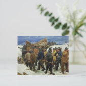 Carte Postale Le Lifeboat est traversé par les dunes par Ancher (Debout devant)