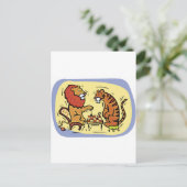 Carte Postale Le lion et le tigre jouent aux échecs (Debout devant)