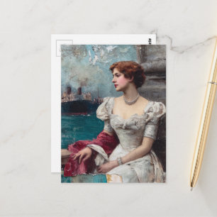 Carte Postale Le long de la rivière Collage de techniques mixtes